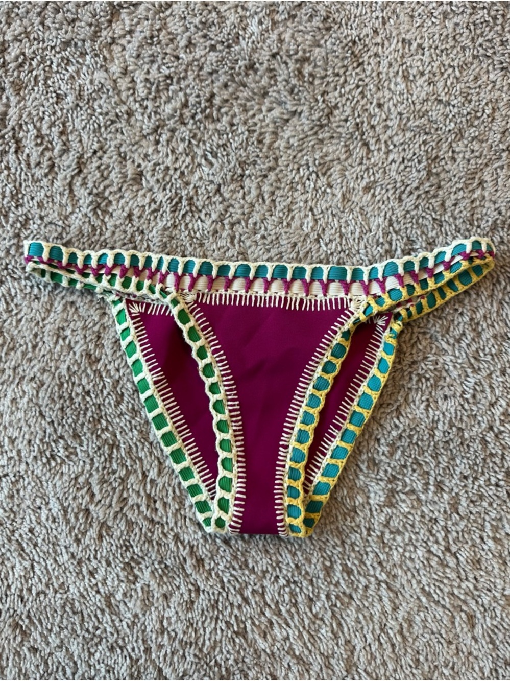 Kiini Coco Bikini Bottom Multi-Color Crochet Trim